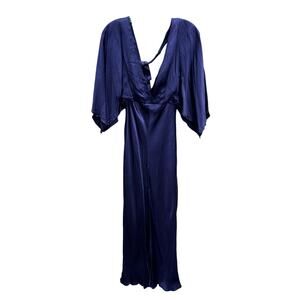 Vici Dress Women's Size S Eggplant Purple Kimono Sleeve Satin Midi V Neck New